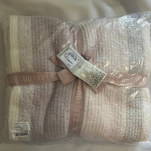 Barefoot Dreams Other - Barefoot Dreams Pale Lilac Multicolor Striped Blanket
